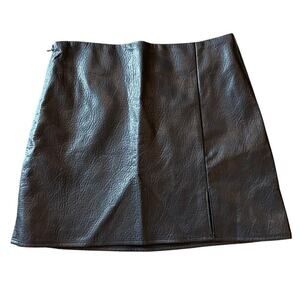 Old Navy Textured Faux Leather Black Heritage Mini Skirt Small Pencil Lined NEW